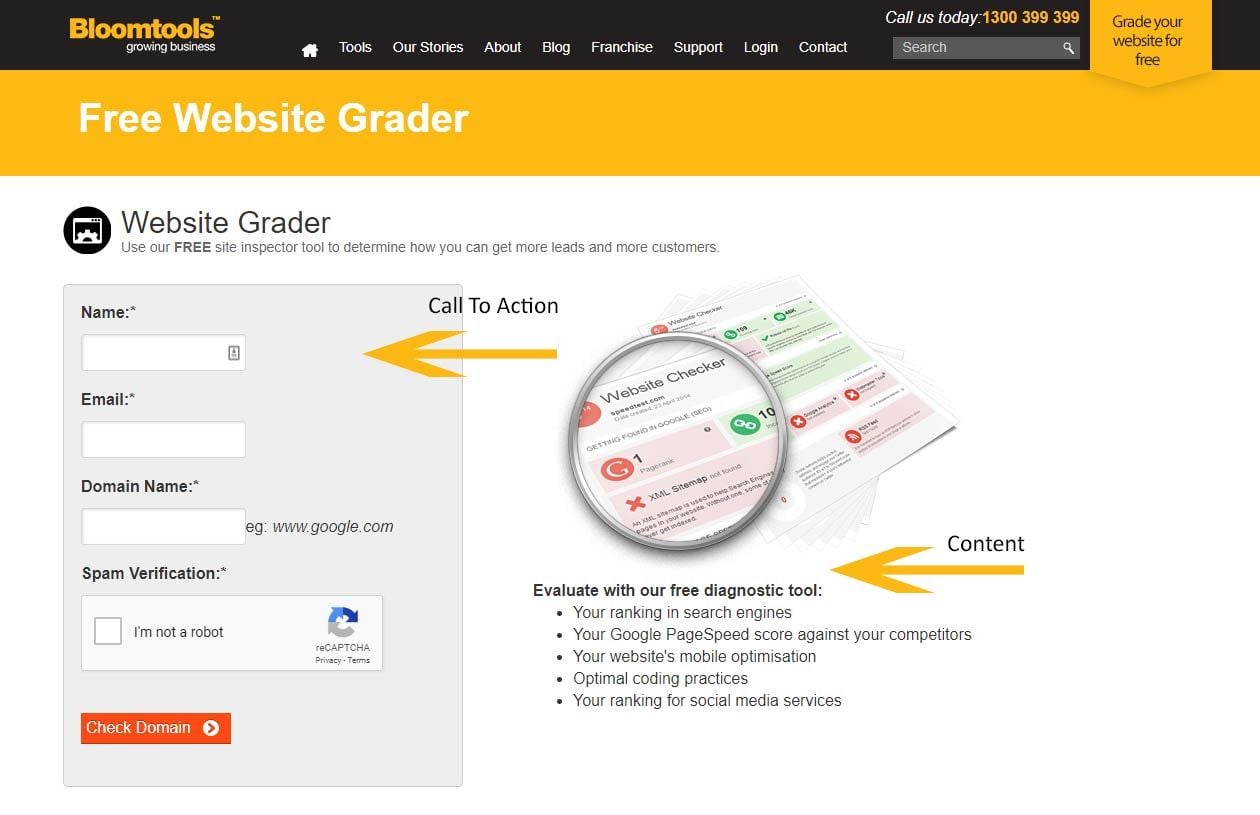 Clear and consice call to action and content image