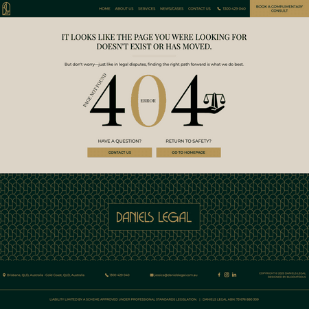 Daniels Legal 404 Page