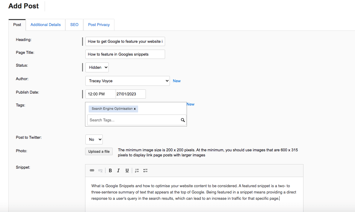 Bloomtools CMS helps with snippets